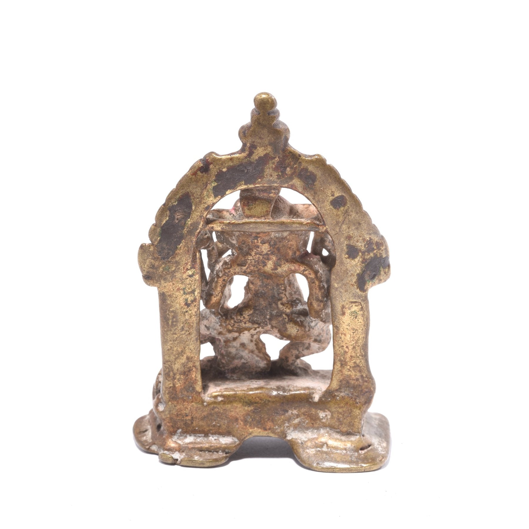 Brass Miniature Votive Statue Of Lord Ganesh - 19thC