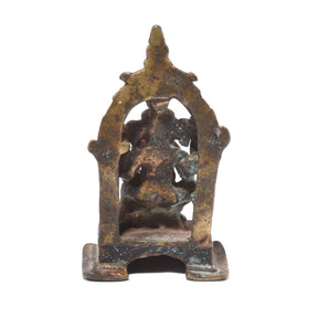 Brass Miniature Votive Statue Of Lord Ganesh - 19th Century