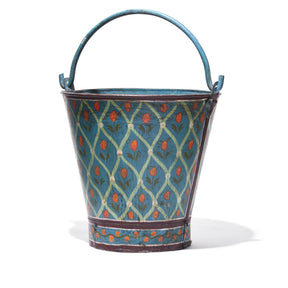 Blue Painted Bucket From Rajasthan