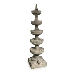 Carved Granite Lamp From Kerala - 5 Tier - Ca 1940