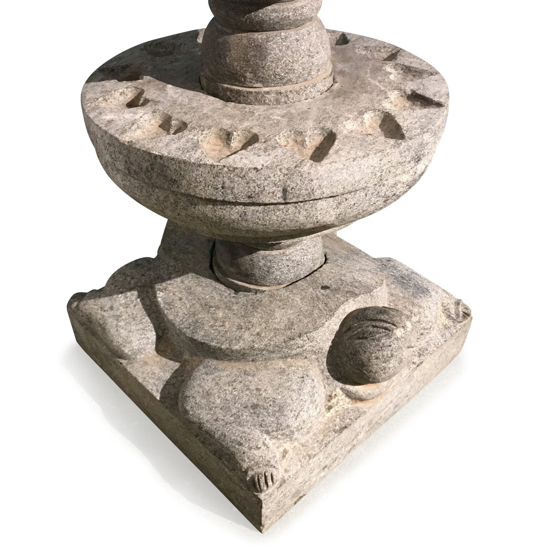 Carved Granite Lamp From Kerala - 5 Tier - Ca 1940