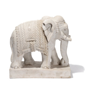 Carved Marble Elephant From Jaipur - Ca 1980