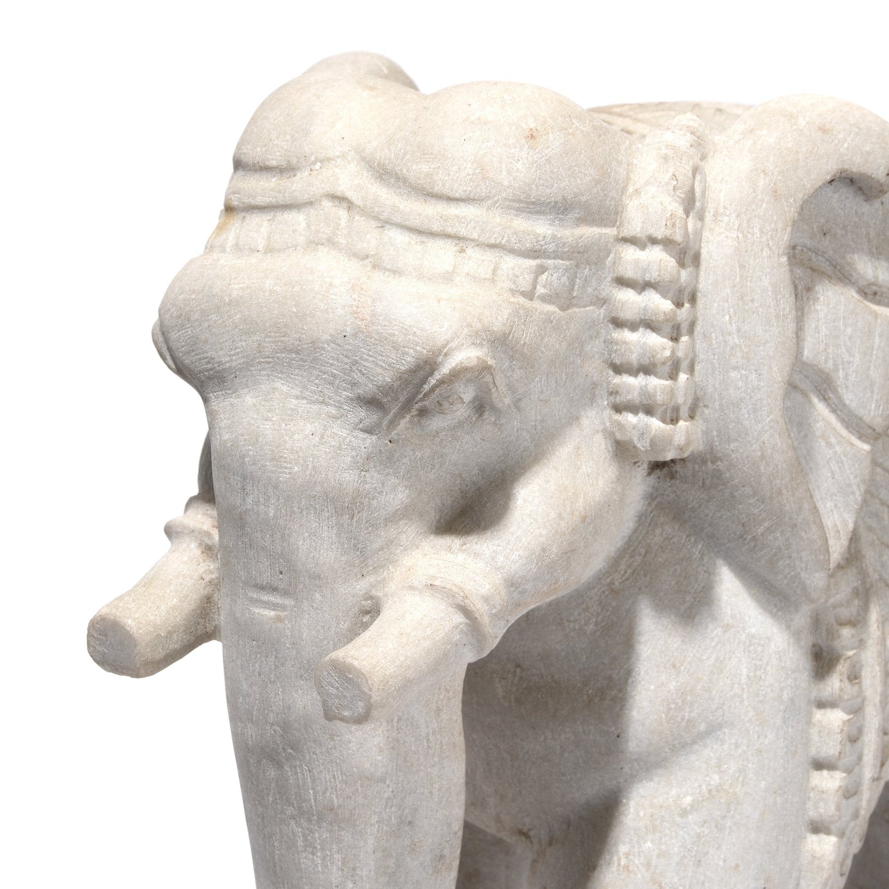 Carved Marble Elephant From Jaipur - Ca 1980
