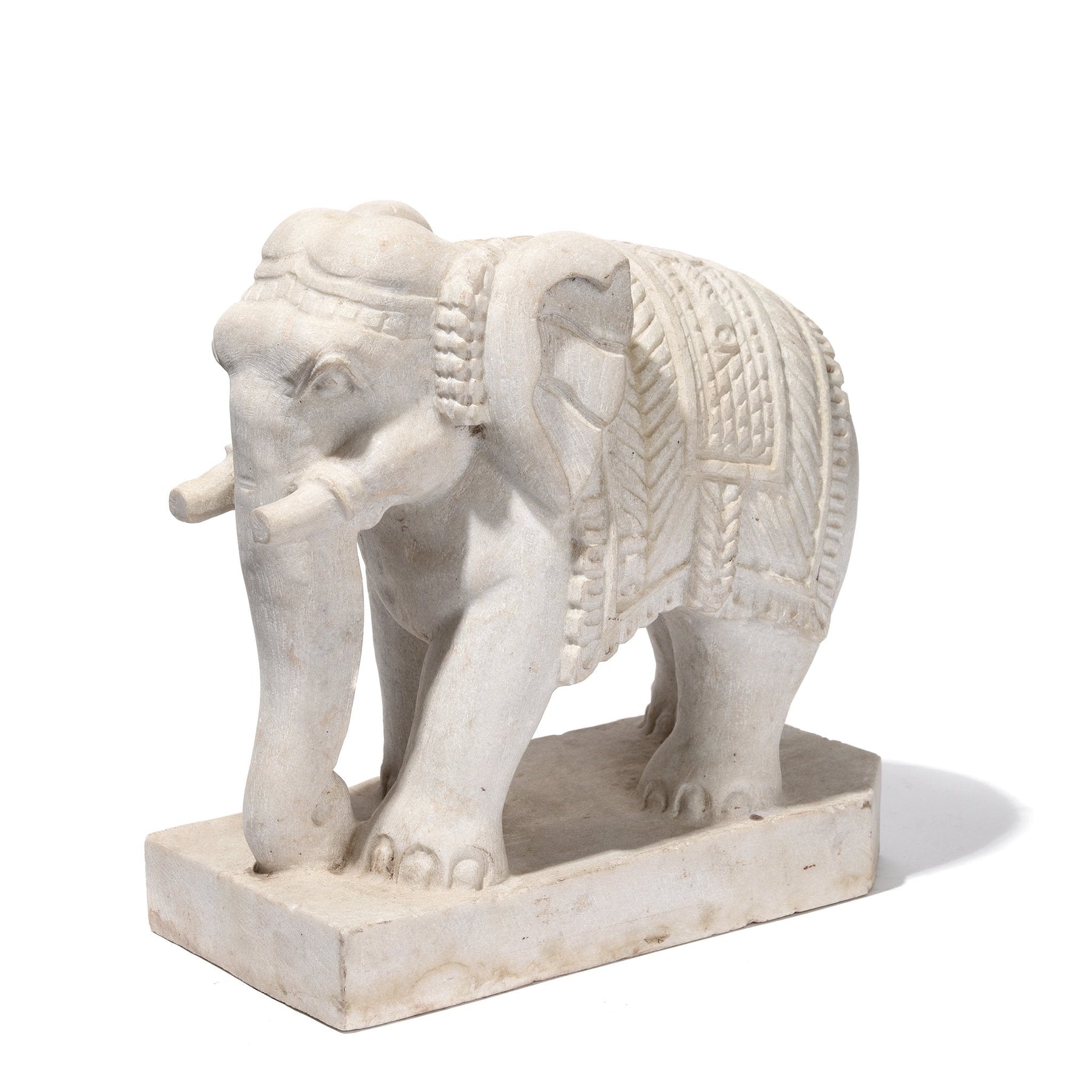 Carved Marble Elephant From Jaipur - Ca 1980