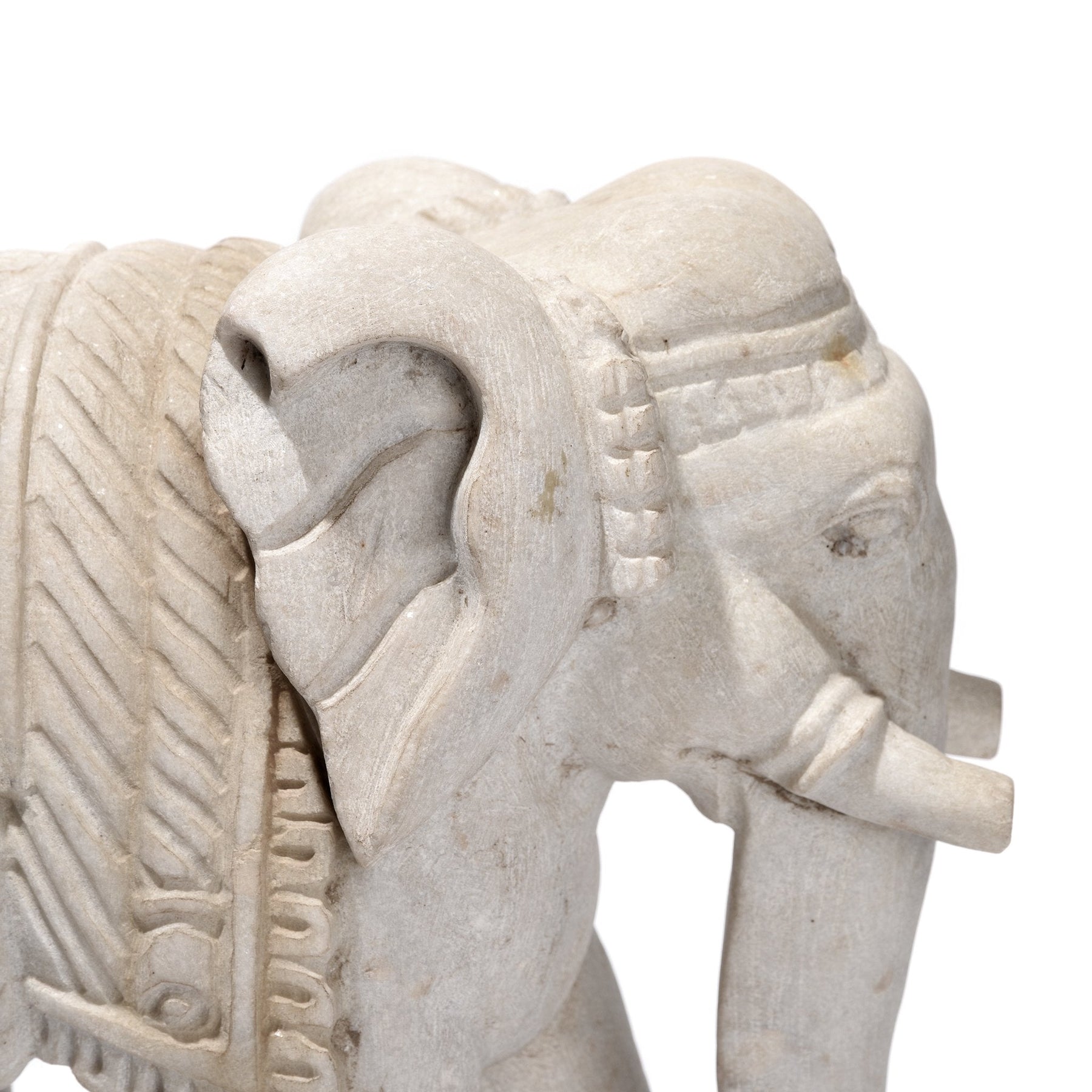 Carved Marble Elephant From Jaipur - Ca 1980
