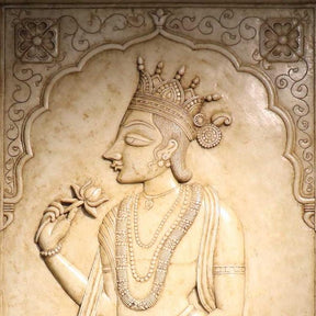 Carved Marble Maharaja & Maharani Panel