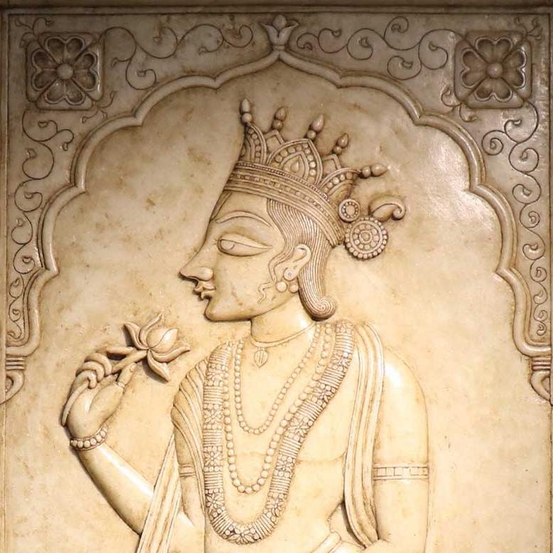 Carved Marble Maharaja & Maharani Panel