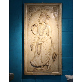 Carved Marble Maharaja & Maharani Panel