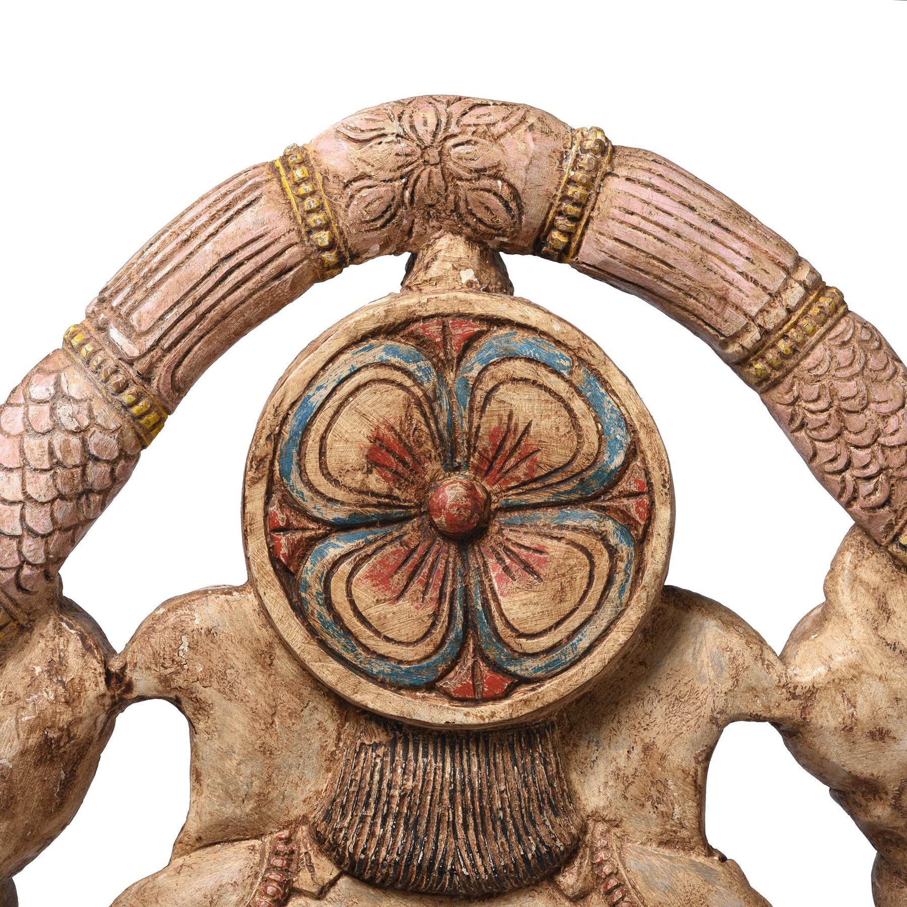 Carved & Painted Wooden South Indian Ganesh Statue - Reproduction