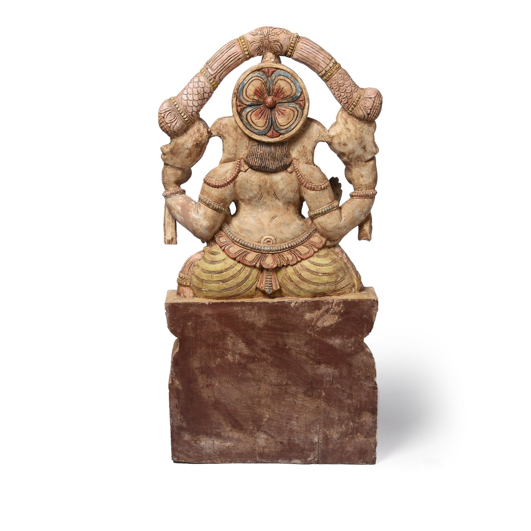 Carved & Painted Wooden South Indian Ganesh Statue - Reproduction