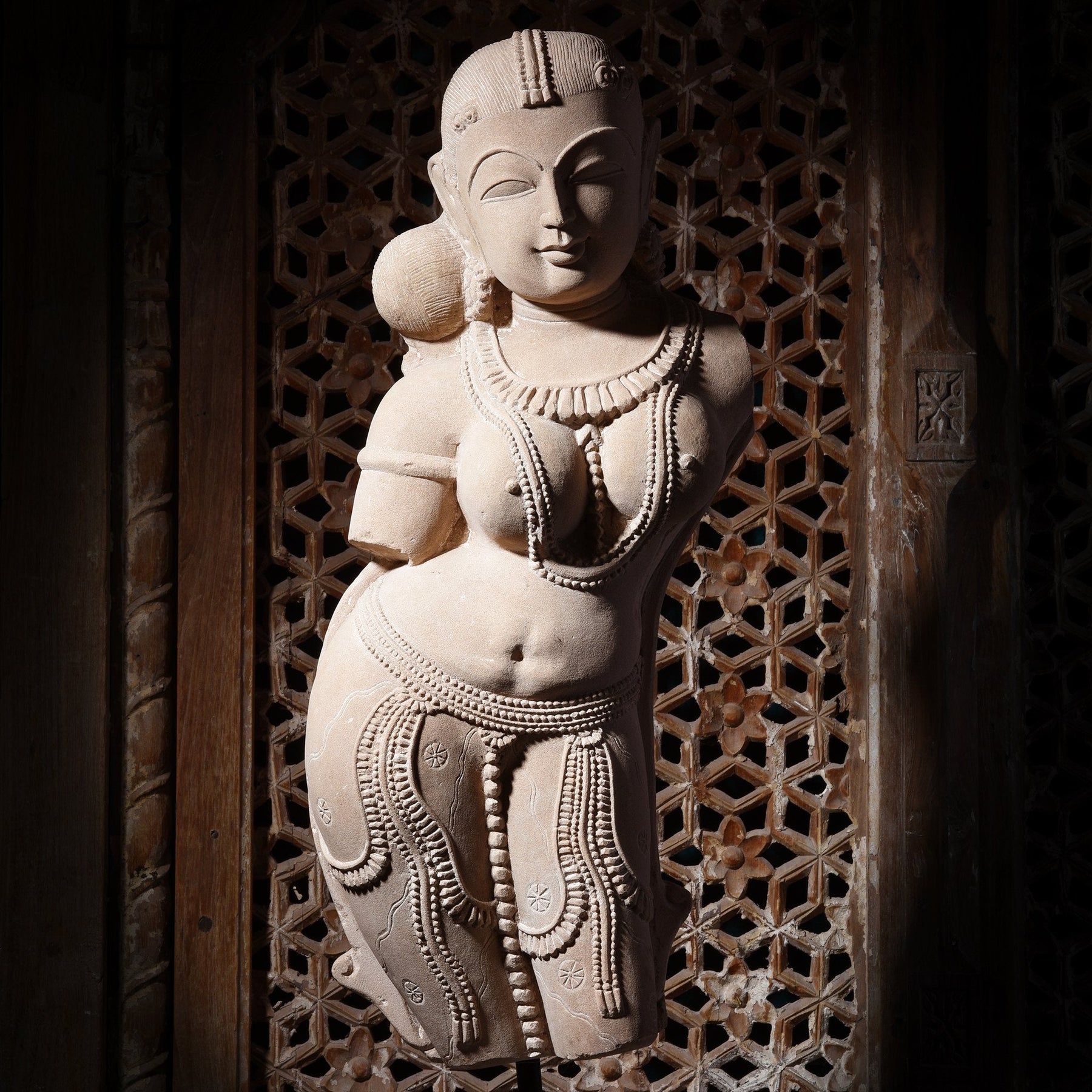 Carved Indian Stone Apsara Statue