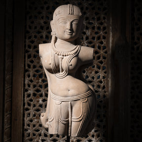 Carved Stone Apsara Statue From India