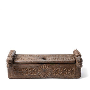 Carved Teak Harpa Box From Banswara - 19thC