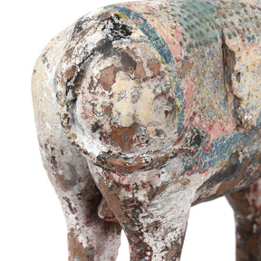 Carved Teak Nandi Bull Toy From Rajasthan - Ca 75 yrs old