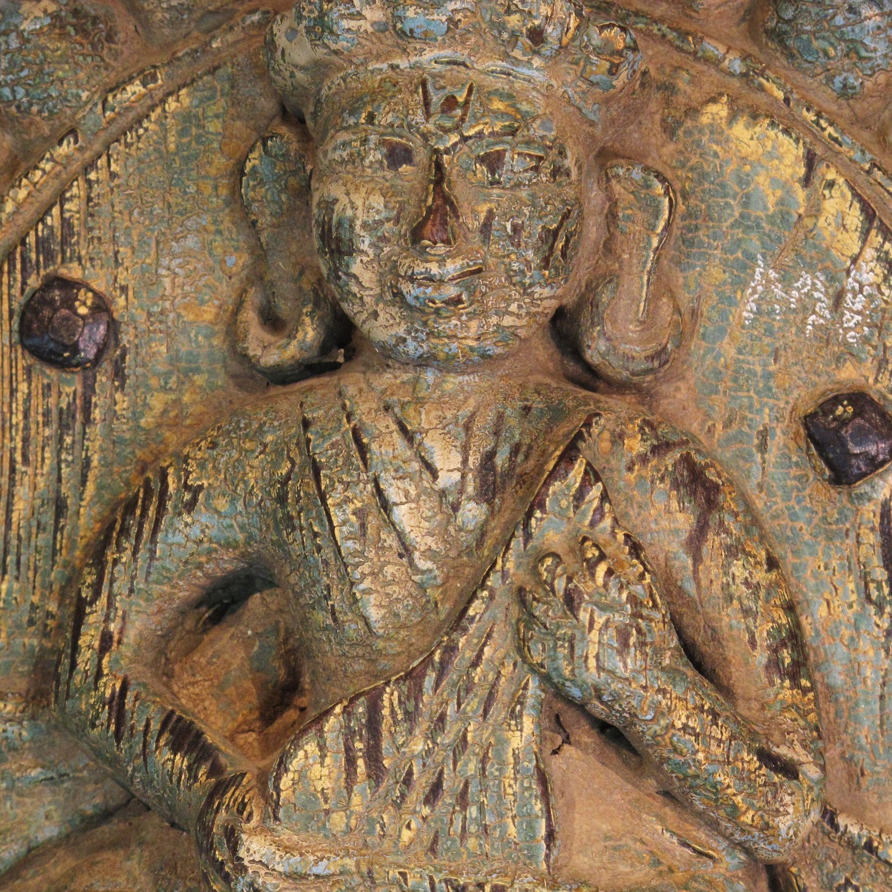 Carved Teak Panel From Gujarat - 19thC