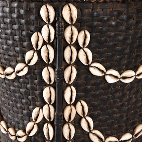 Cowrie Decorated Tribal Basket From Nagaland - Ca 1930