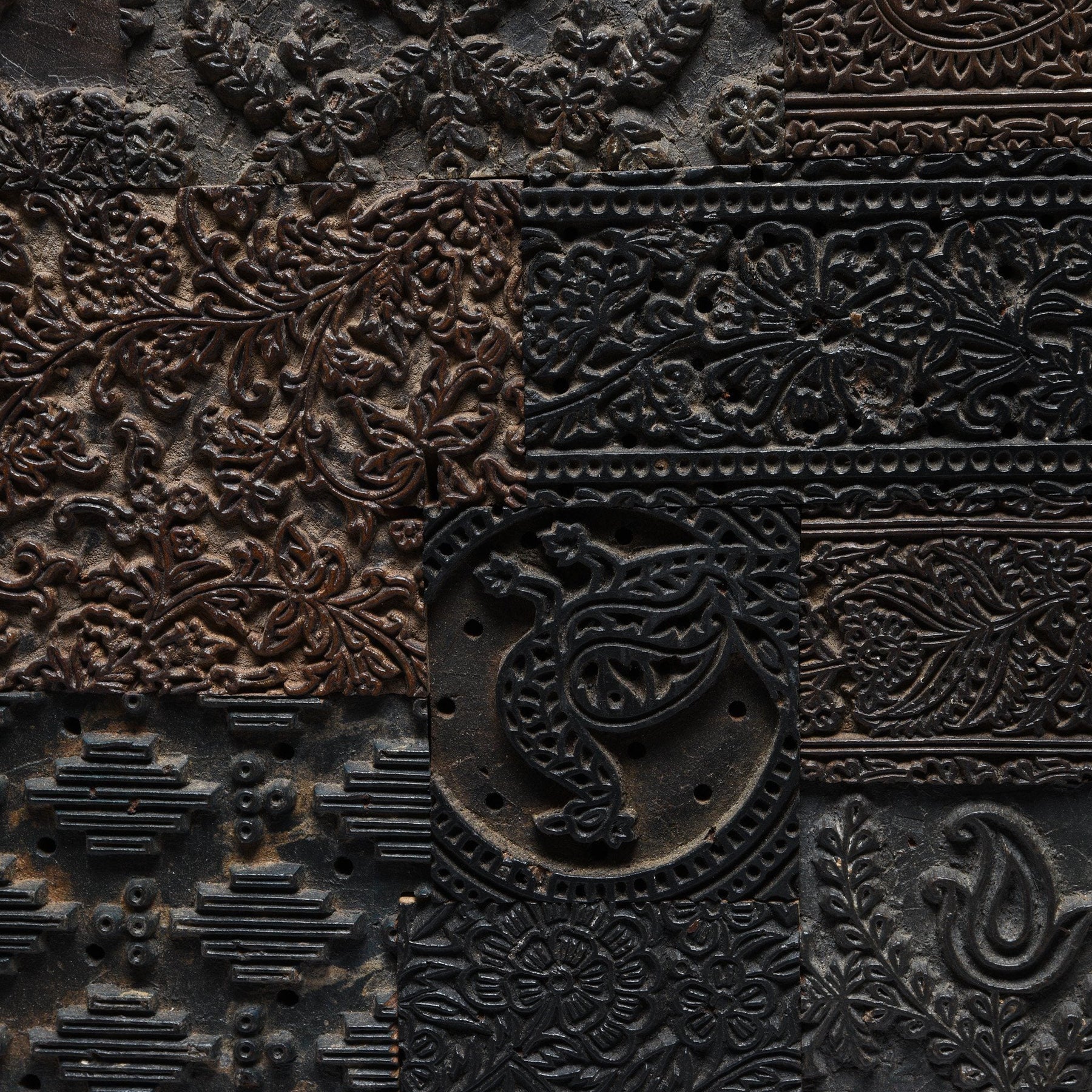 Decorative Wall Panel Made from Old Textile Printing blocks