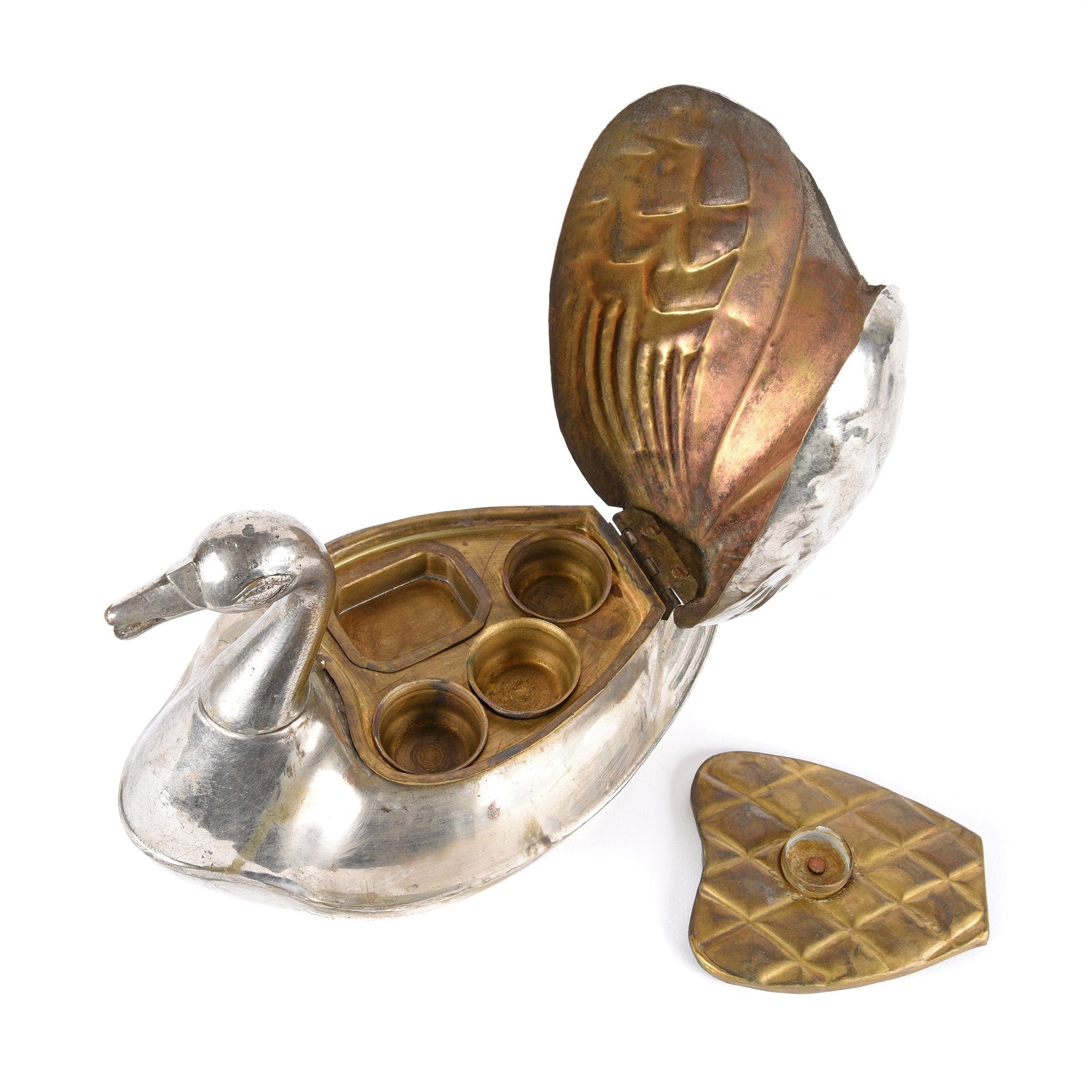 Old Duck Shaped Brass Paan Box