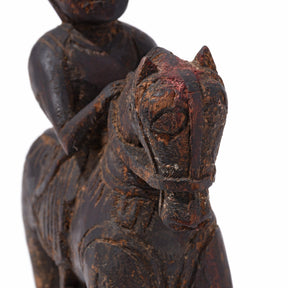 Indian Chip Carved Horseman Figurine From Kutch - 19thC