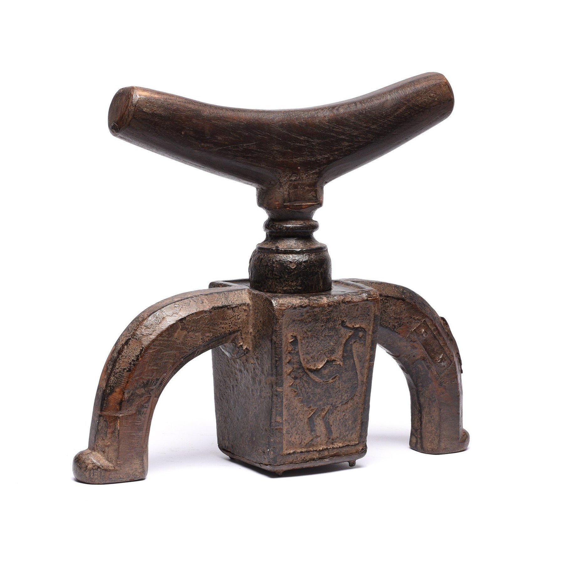 Old Carved Indian Juicer Figure From Banswara - 19thC