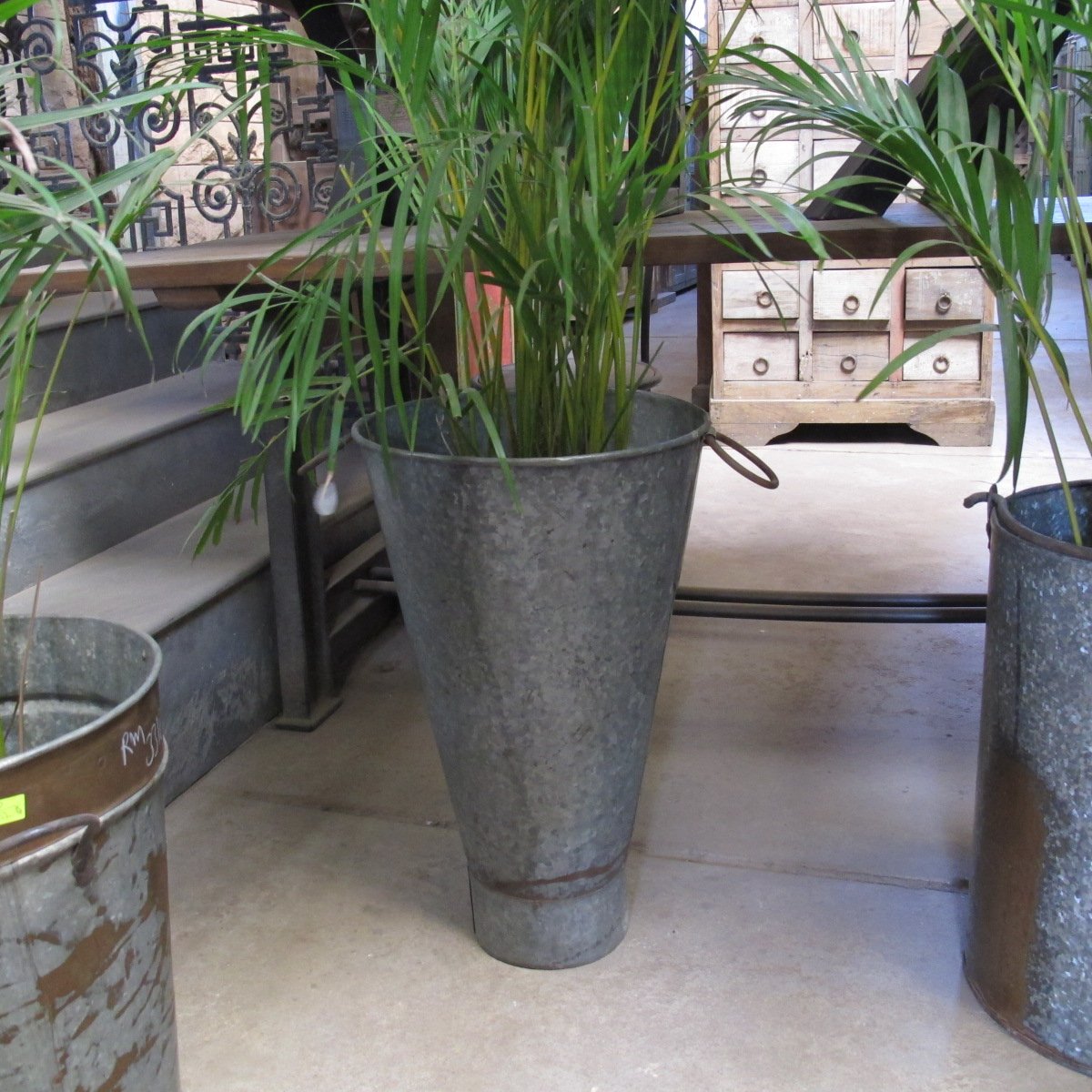 Old Galvanised Iron Tapered Bucket From Rajasthan