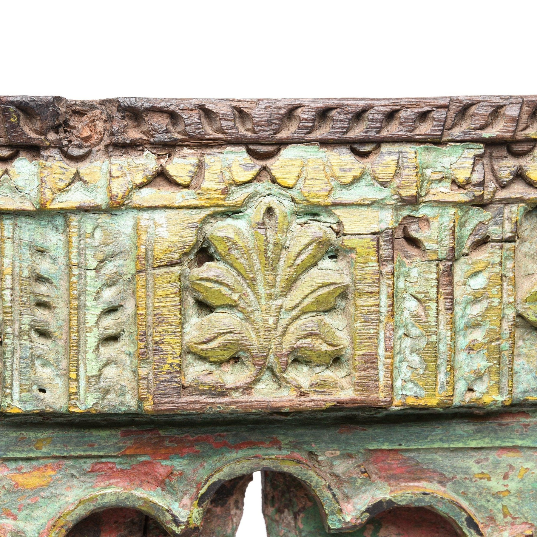 Old Green Painted Window From Banswara Tribal Area - 19thC