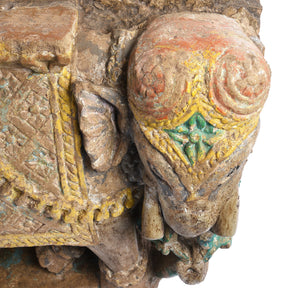 Old Painted Stone Elephant Statue From Gujarat - 19thC
