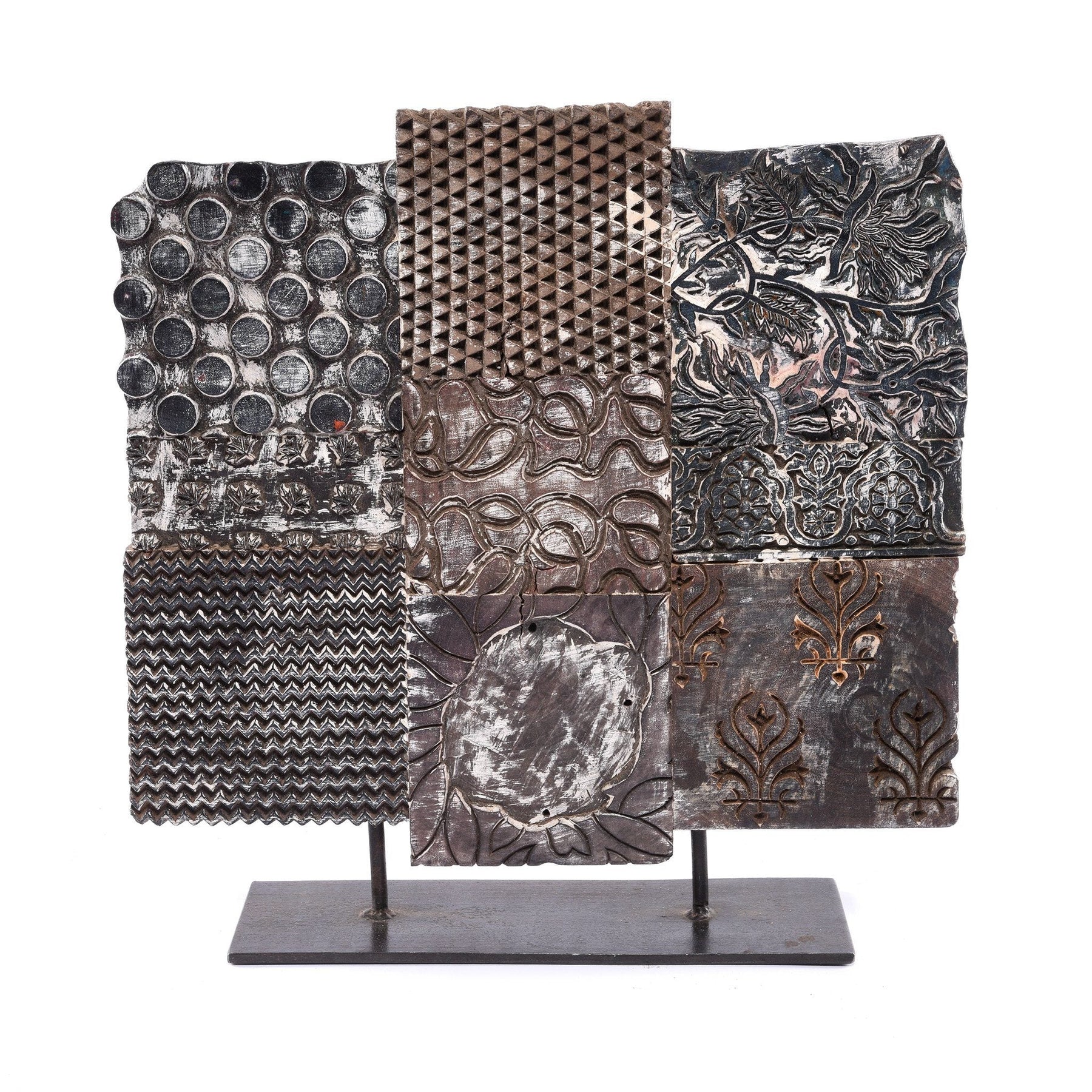 Old Textile Printing Blocks On a Stand - Ca 75 Yrs Old