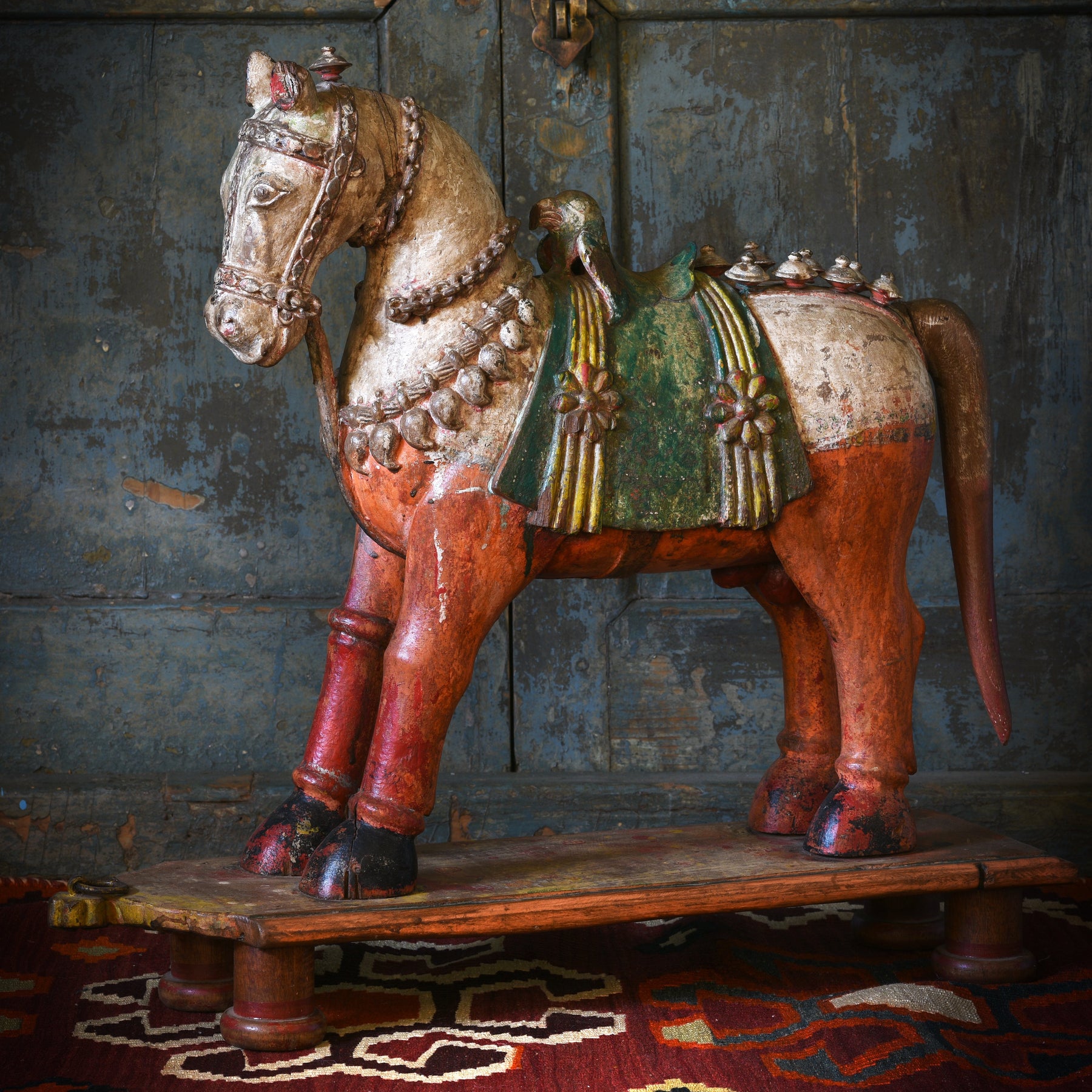 Painted Carved Horse from Patan - Late 19thC