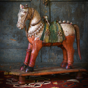 Painted Carved Horse from Patan - Late 19thC