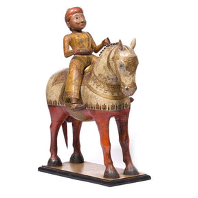 Painted Carved Horse & Rider from Rajasthan circa 1900