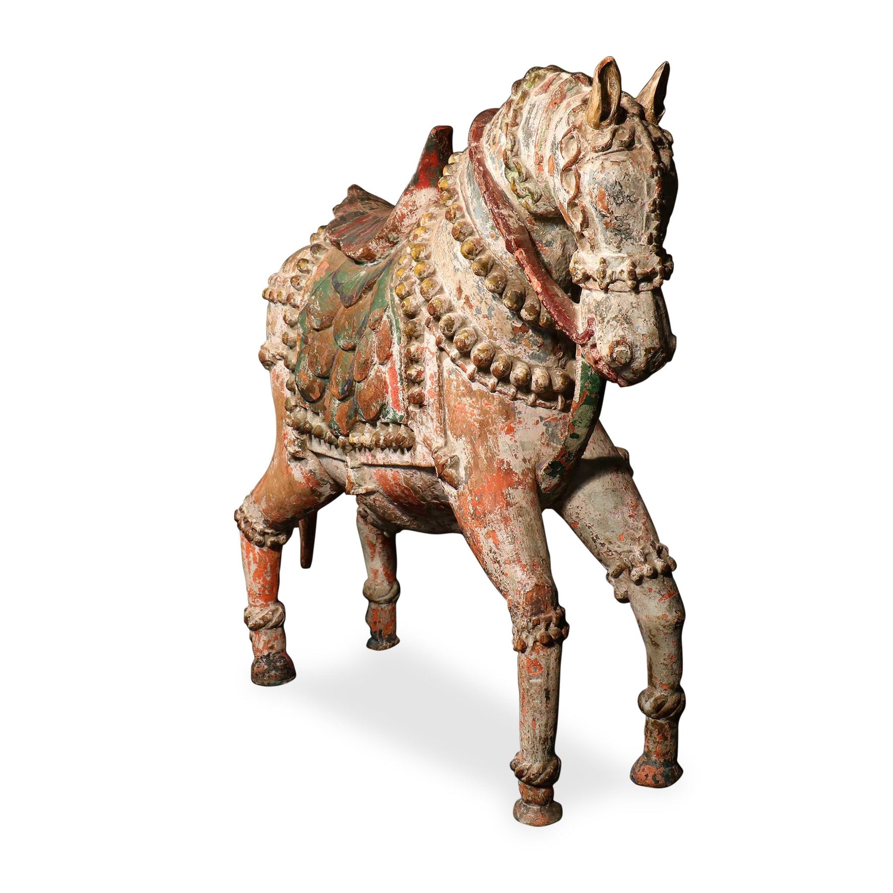 Painted Carved Mughal Horse from Gujarat - Early 19thC