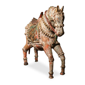 Painted Carved Mughal Horse from Gujarat - Early 19thC