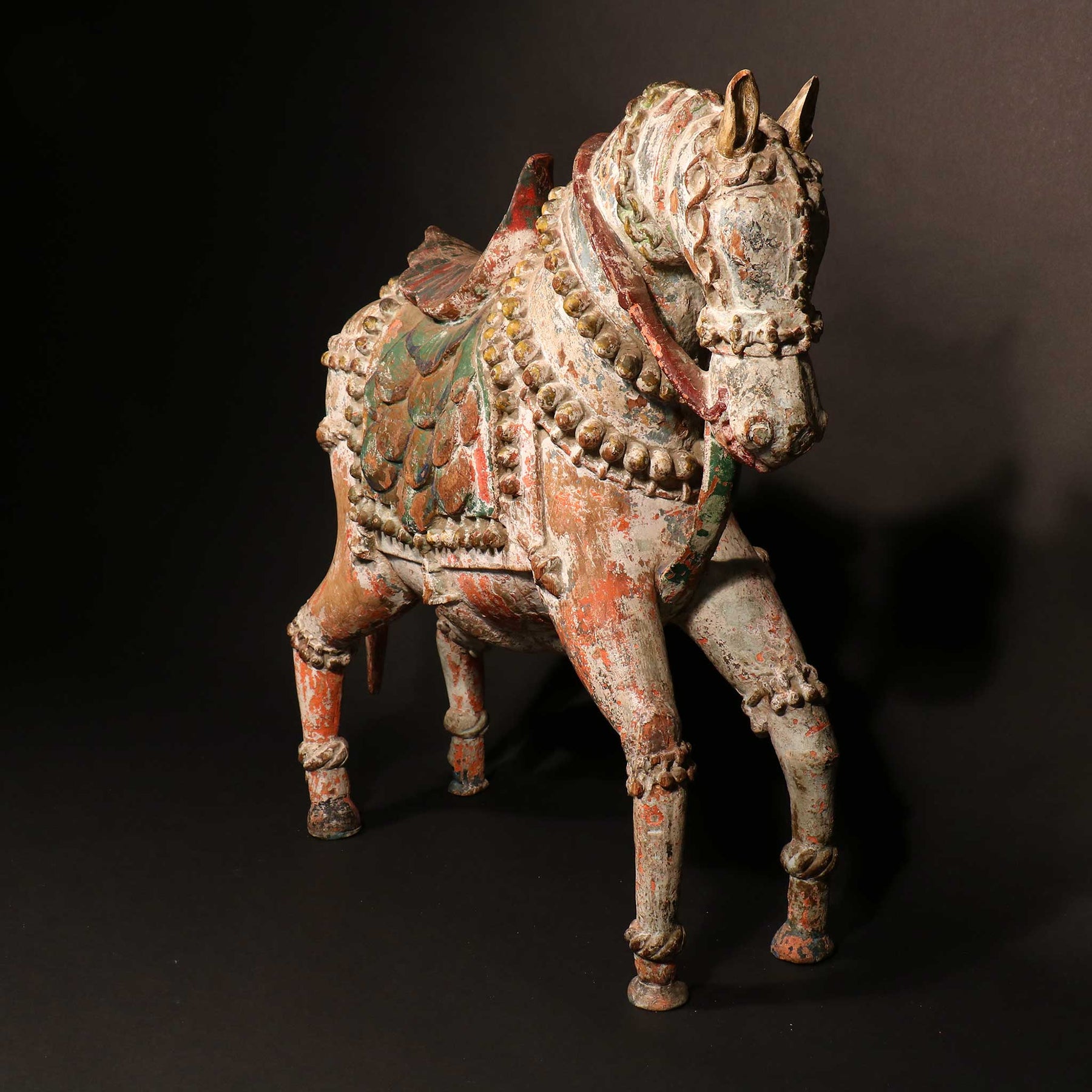 Painted Carved Mughal Horse from Gujarat - Early 19thC
