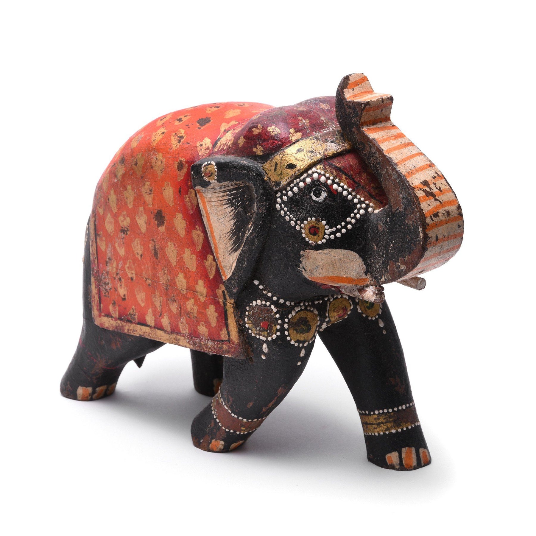 Painted Indian Elephant Figurine From Rajasthan