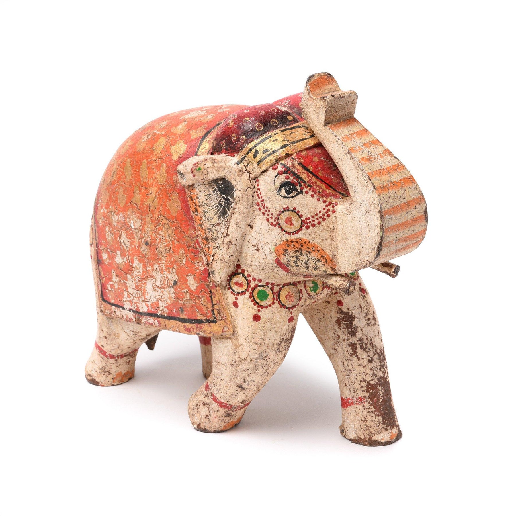Painted Indian Elephant Figurine From Rajasthan
