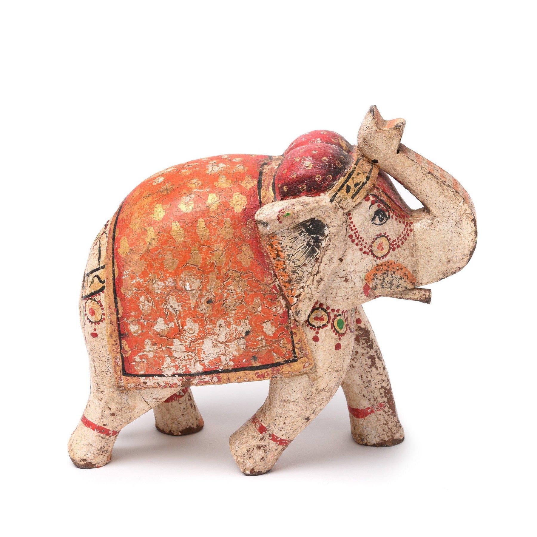 Painted Indian Elephant Figurine From Rajasthan