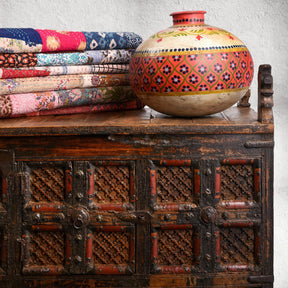 Painted Iron Matka (Indian Water Pot)