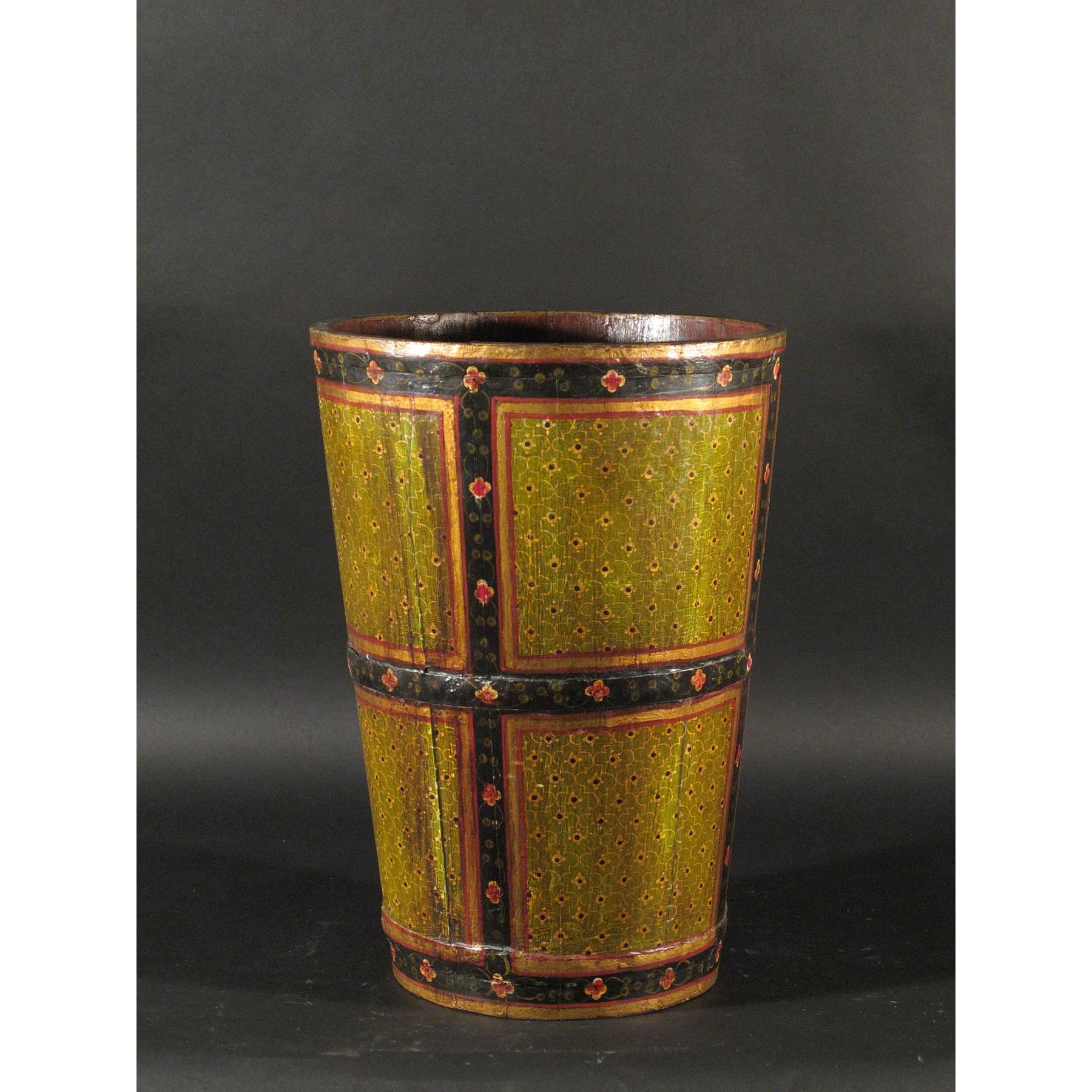 Painted Wooden Bin From Rajasthan