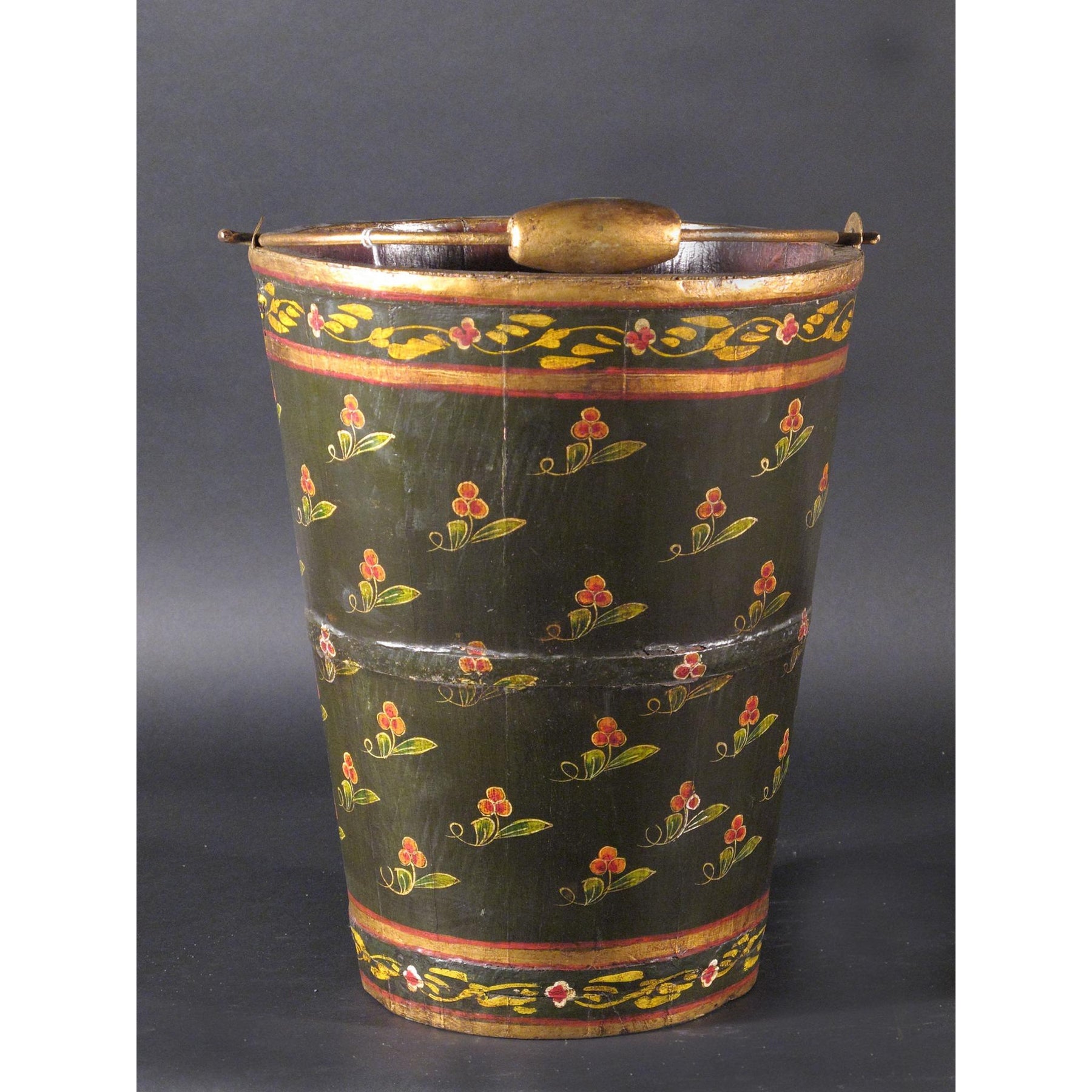 Painted Wooden Bucket From Rajasthan