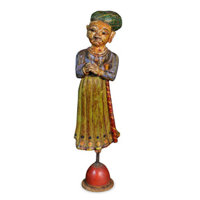 Painted Wooden Figure From Pratapgargh - 19thC