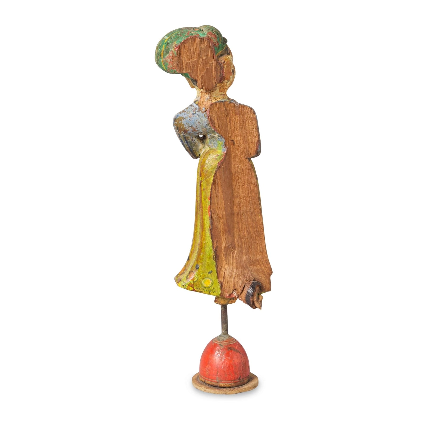 Painted Wooden Figure From Pratapgargh - 19thC