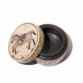 Round Inlay Trinket Box - Horse Design