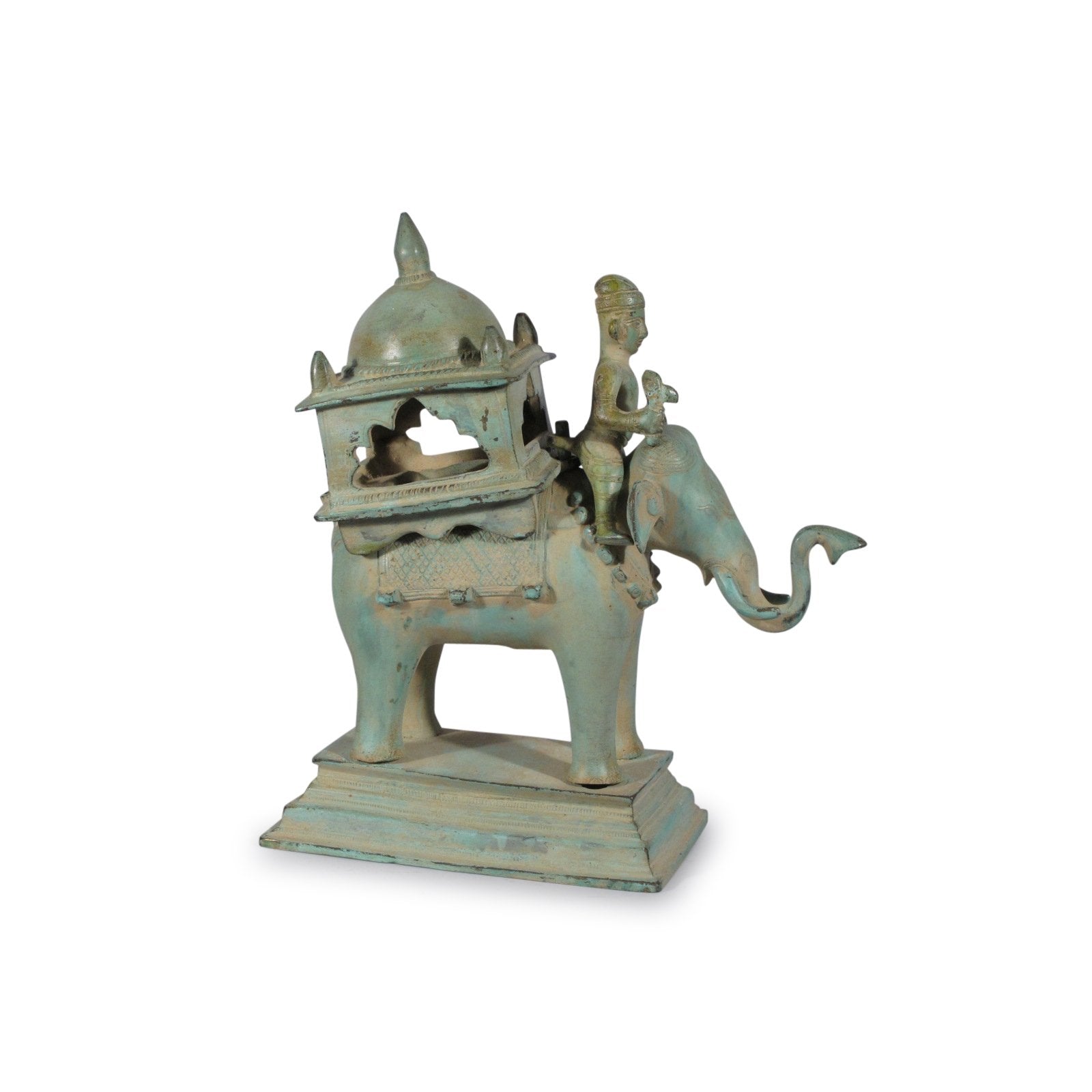 Verdigris Brass Elephant Statue from Andra Pradesh
