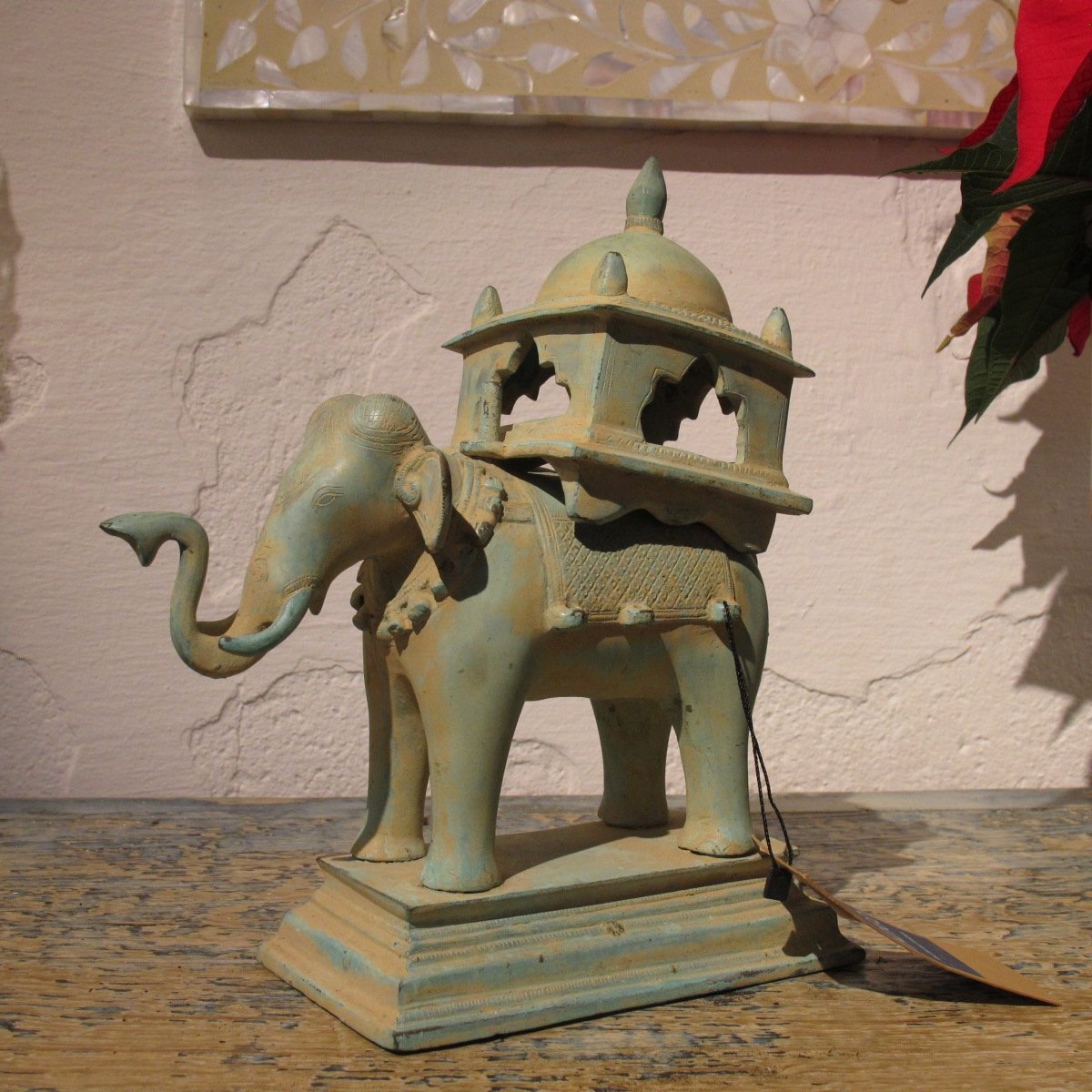Verdigris Brass Elephant Statue from Andra Pradesh