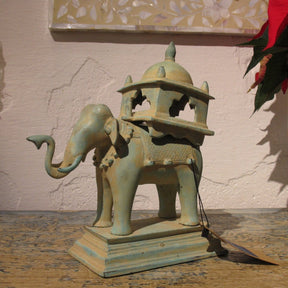 Verdigris Brass Elephant Statue from Andra Pradesh
