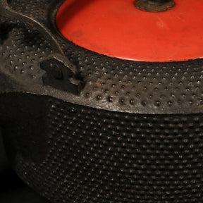 Cast Iron Tea Pot With Red Lacquer Lid - Ca 1930