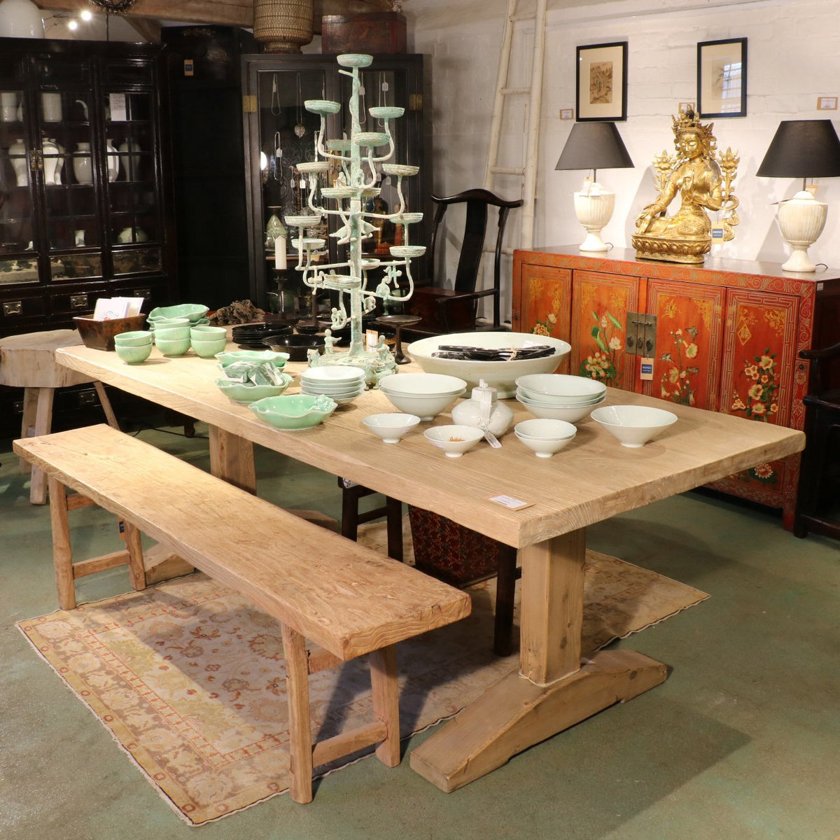 8 - 10 Seater Dining Table Made From Old Elm Door