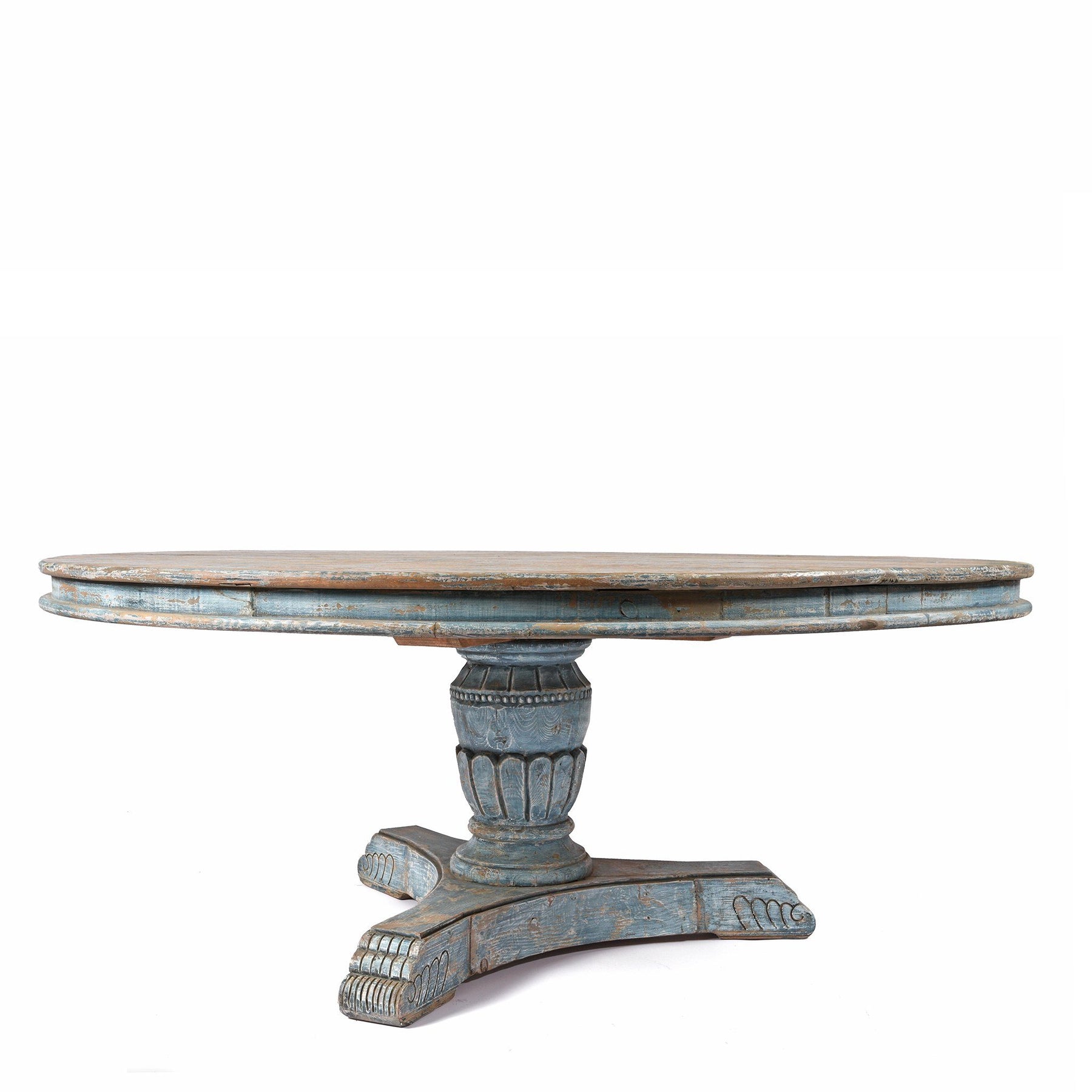 Round Pedestal Dining Table Made From Old Painted Pine