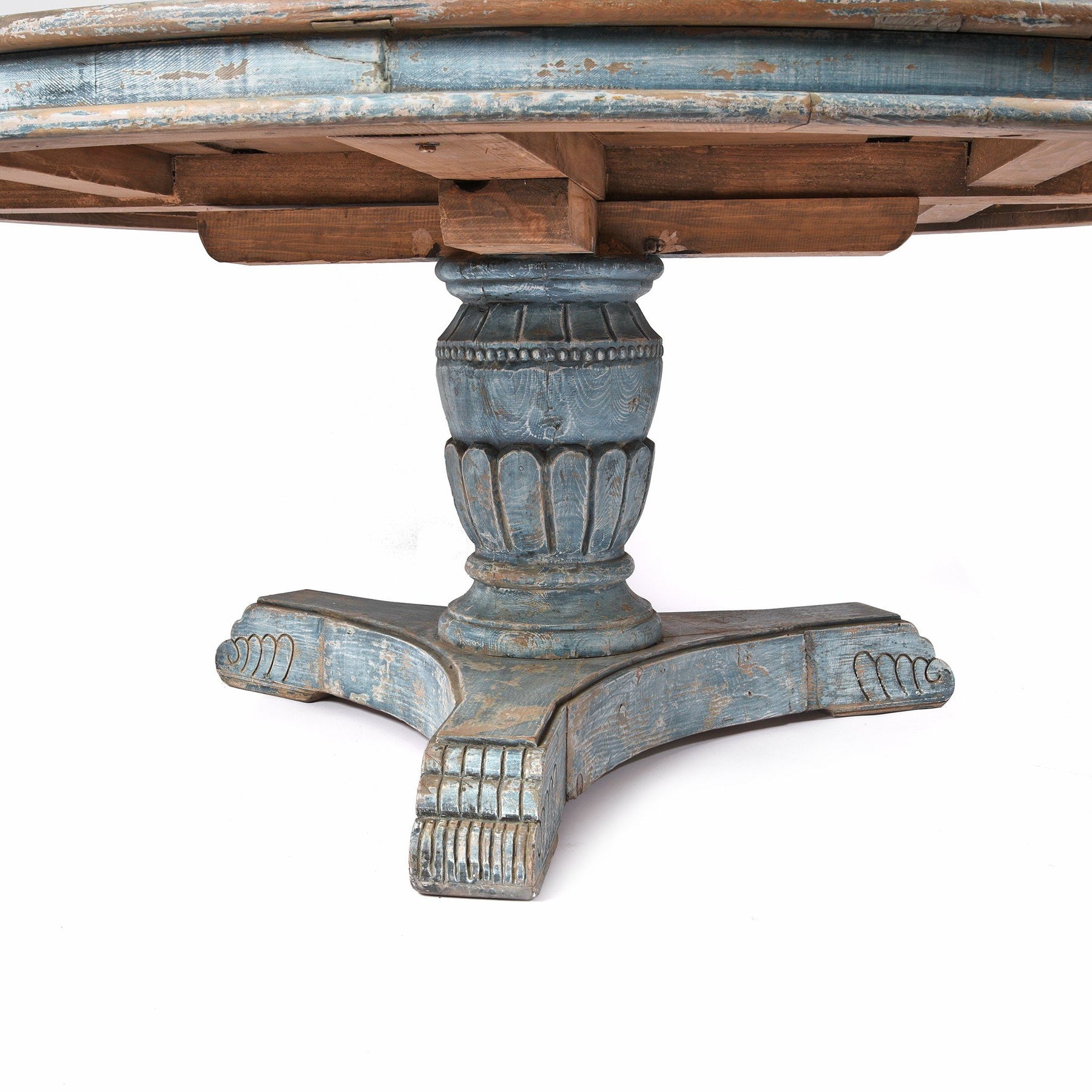 Round Pedestal Dining Table Made From Old Painted Pine